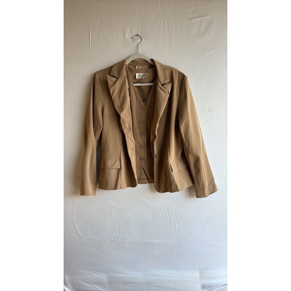 Vintage Giorgio Fiorlini Collection 2-Piece Pinstripe Suit Set Camel Brown
